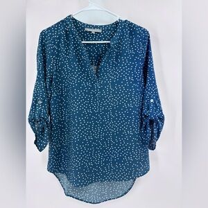 Daniel Rainn Blue and White Dotted Blouse